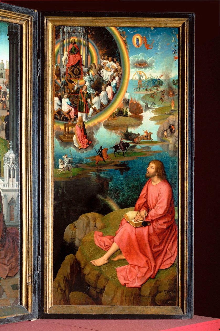 Pala di San Giovanni Battista e San Giovanni Divino (dipinto su rovere) da Hans Memling