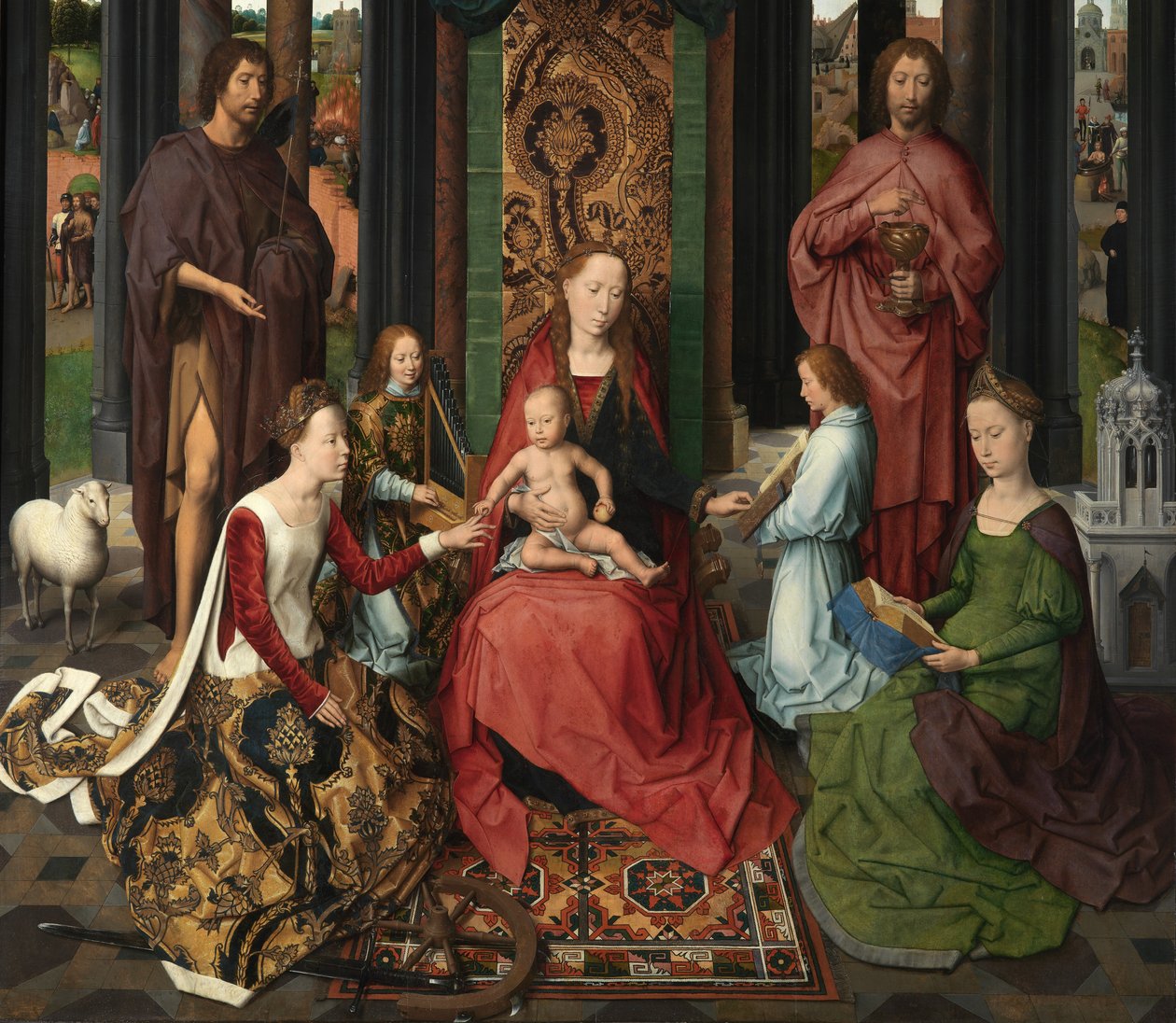 Detail des zentralen Panels des Triptychons von Johannes dem Täufer und Johannes dem Evangelisten von Hans Memling