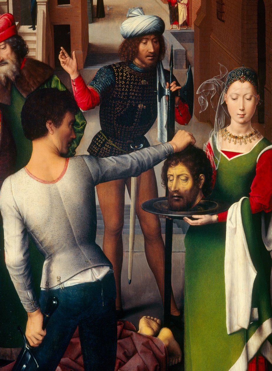 (Detail) des linken Panels des Triptychons von Johannes dem Täufer und Johannes dem Evangelisten von Hans Memling