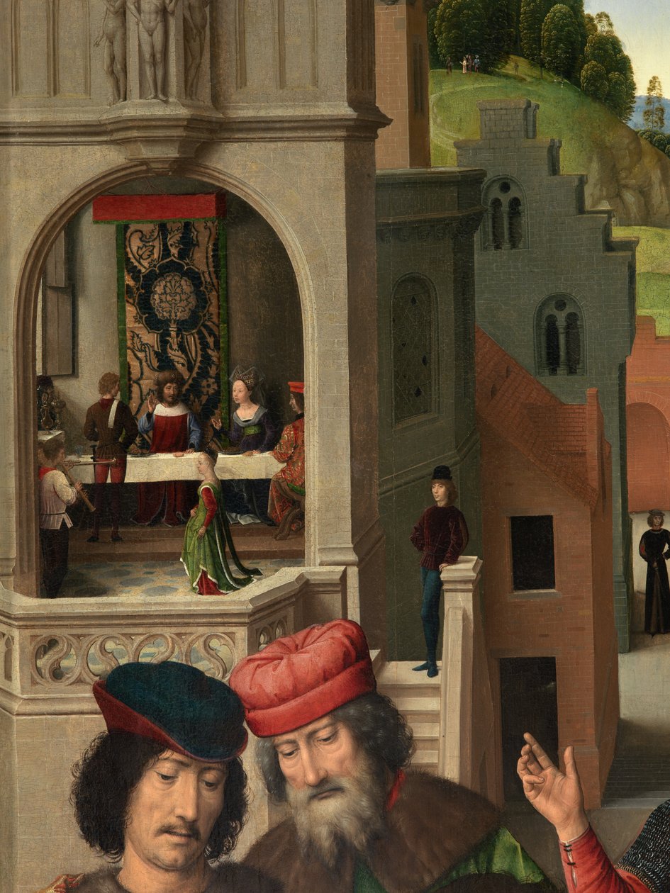 Detail des linken Panels des Triptychons von Johannes dem Täufer und Johannes dem Evangelisten von Hans Memling
