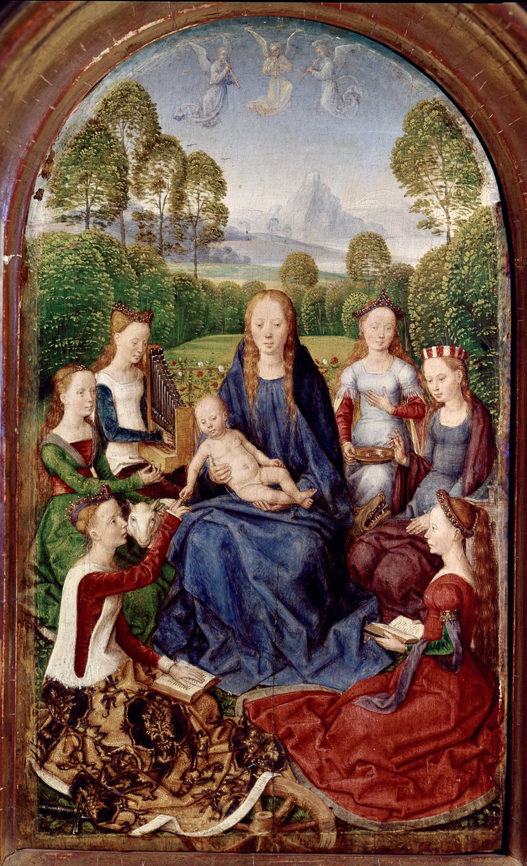 Dittico di Jean du Cellier: Vergine e sei santi da Hans Memling