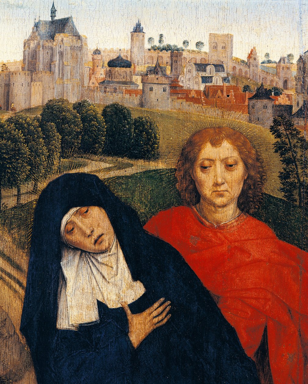 Nostra Signora dei Dolori (dettaglio) dalla Crocifissione di Hans Memling (circa 1430-1494) da Hans Memling