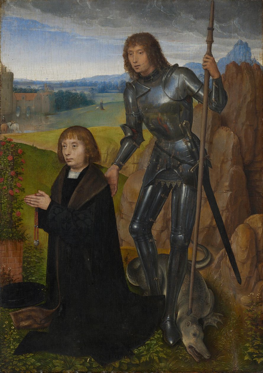 Pannello di un dittico: San Giorgio con il donatore
(Lato esterno separato; cfr. n. inv. 1401) da Hans Memling