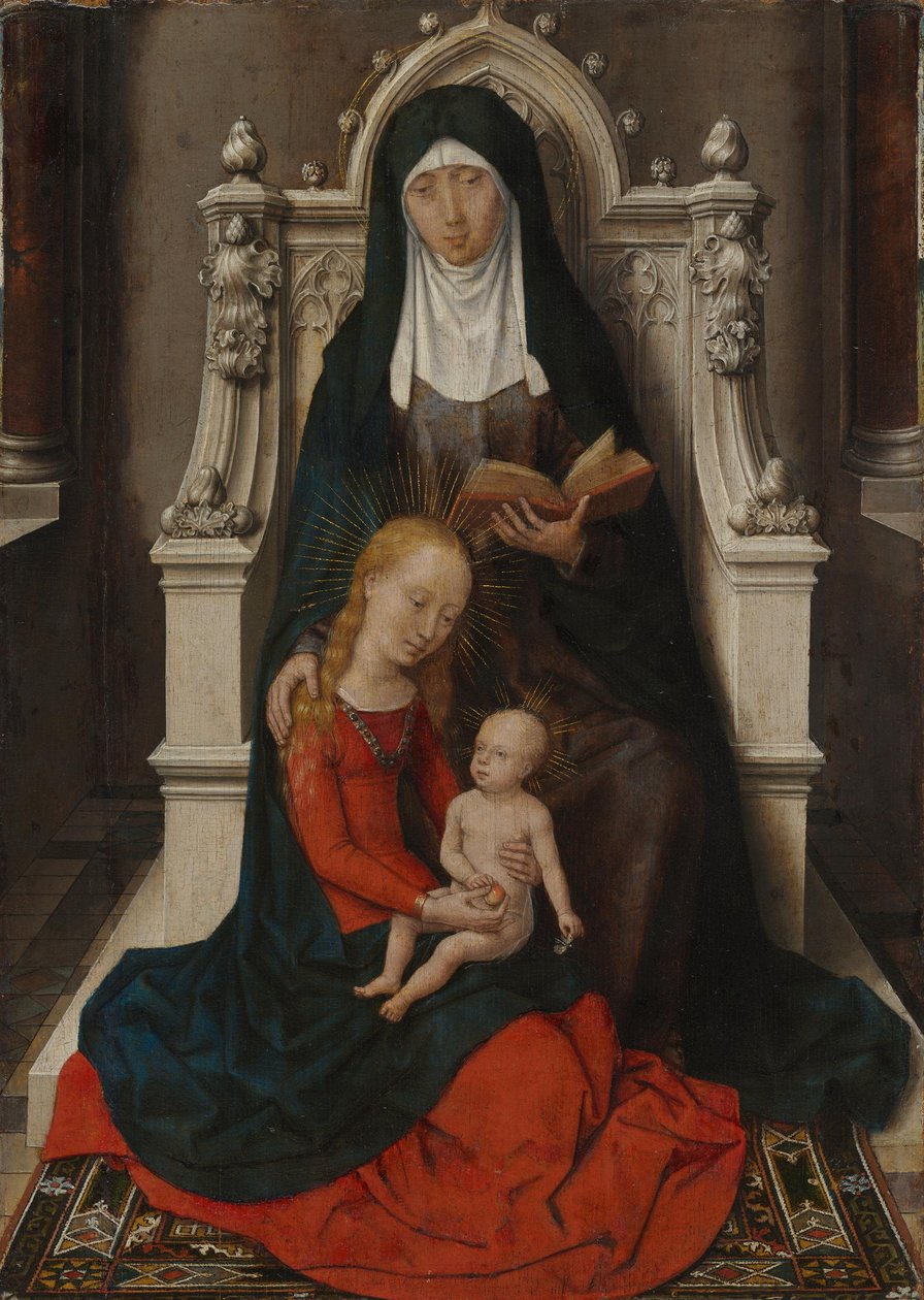 Pannello di un dittico: Sant’Anna con i tre bambini (lato esterno separato dal n. di inventario 5) da Hans Memling