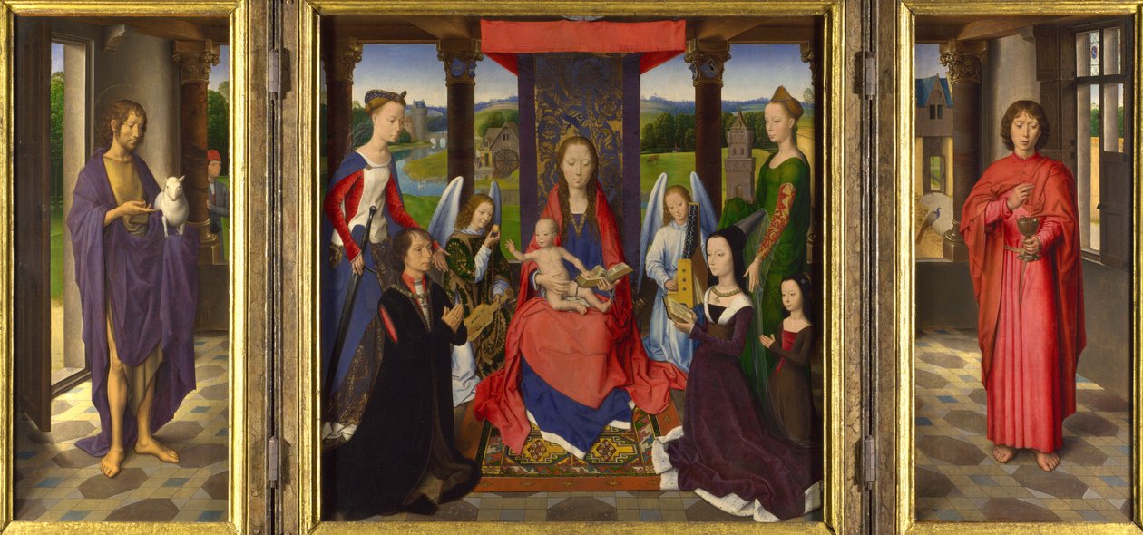 La Vergine e il Bambino con santi e donatori da Hans Memling