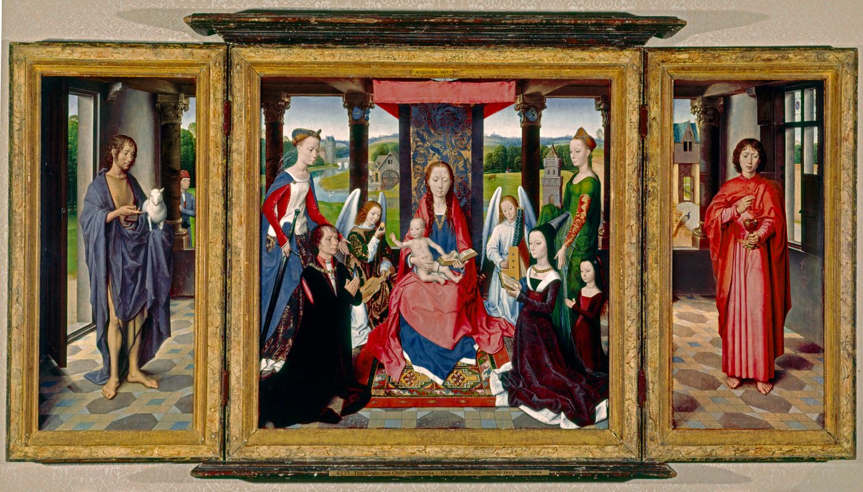 La Vergine con il Bambino e santi e donatori, 1478 circa (olio su rovere) da Hans Memling