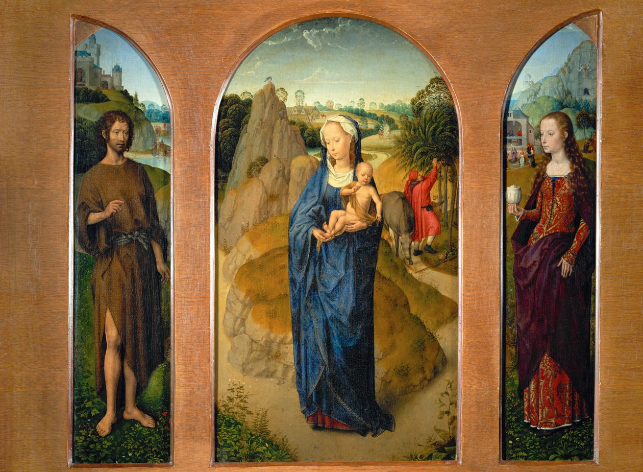 Trittico con la Madonna e il bambino durante il ... da Hans Memling