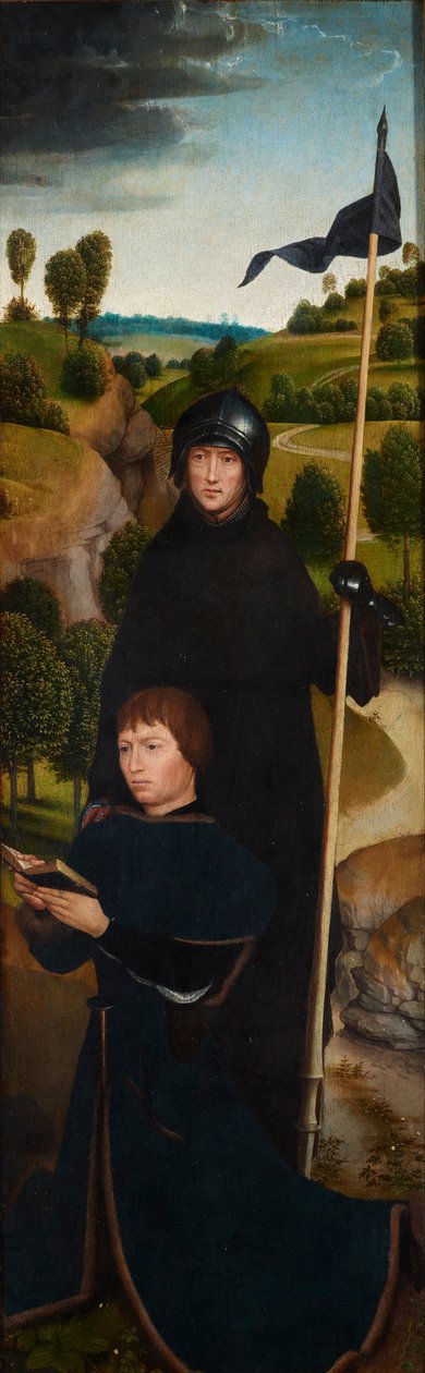 Un giovane in preghiera con San Guglielmo di Maleval da Hans Memling