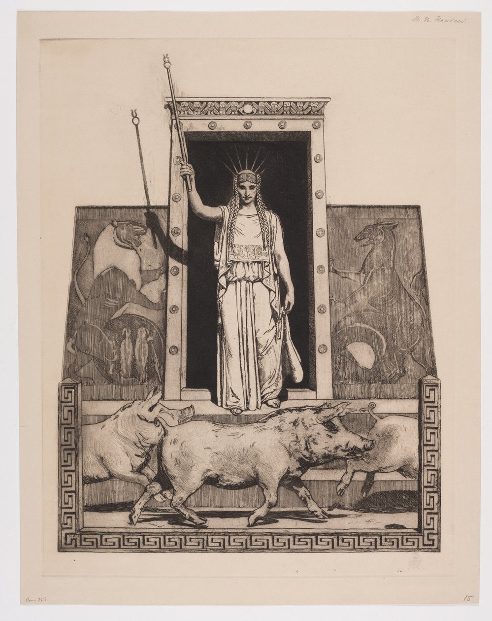 Danese: Circe trasforma gli uomini di Odisseo in maiali da Hans Nikolaj Hansen