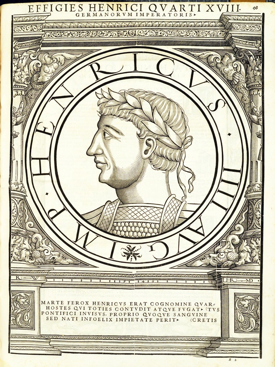 Enrico IV, illustrazione da Imperatorum romanorum omnium orientalium et occidentalium verissimae imagines ex antiquis numismatis, xilografia di Rudolph Wyssenbach, stampata da Andreas Gesner, Zurigo da Hans Rudolf Manuel Deutsch