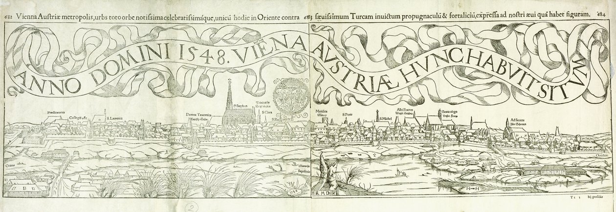 Veduta della città di Vienna nel 1548, 1550 da Hans Rudolf Manuel Deutsch