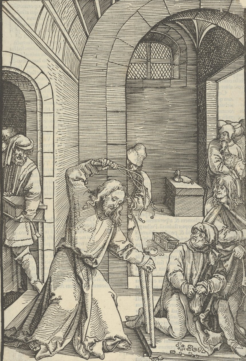 Cristo purifica il tempio, da Speculum passionis domini nostri Ihesu Christi, 1507 da Hans Schäufelein the Elder