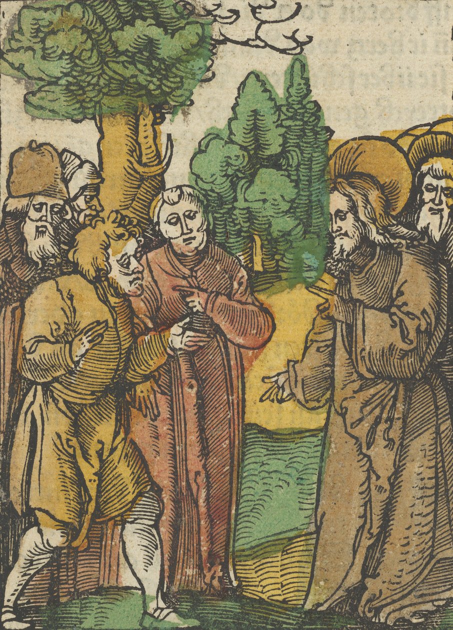 Cristo e i farisei, da Das Plenarium, 1517 da Hans Schäufelein the Elder