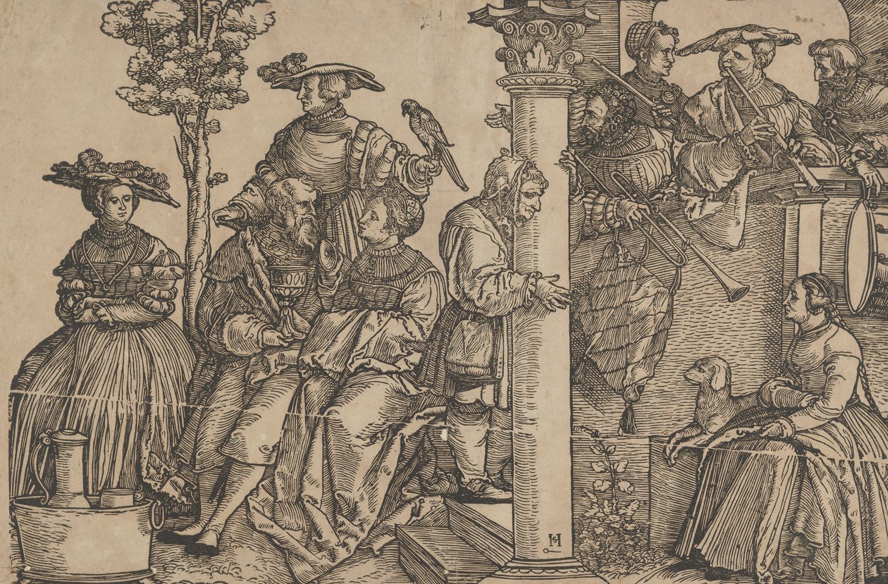 Musicisti e spettatori da Hans Schäufelein the Elder