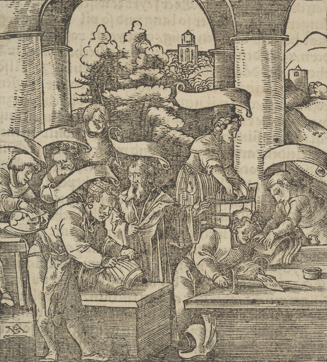 La fabbricazione delle armature, da Hymmelwagen auff dem, wer wol lebt da Hans Schäufelein the Elder