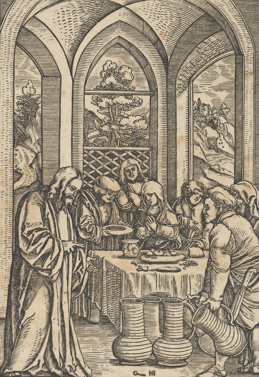 Le Nozze di Cana, dalla Vita di Cristo da Hans Schäufelein the Elder