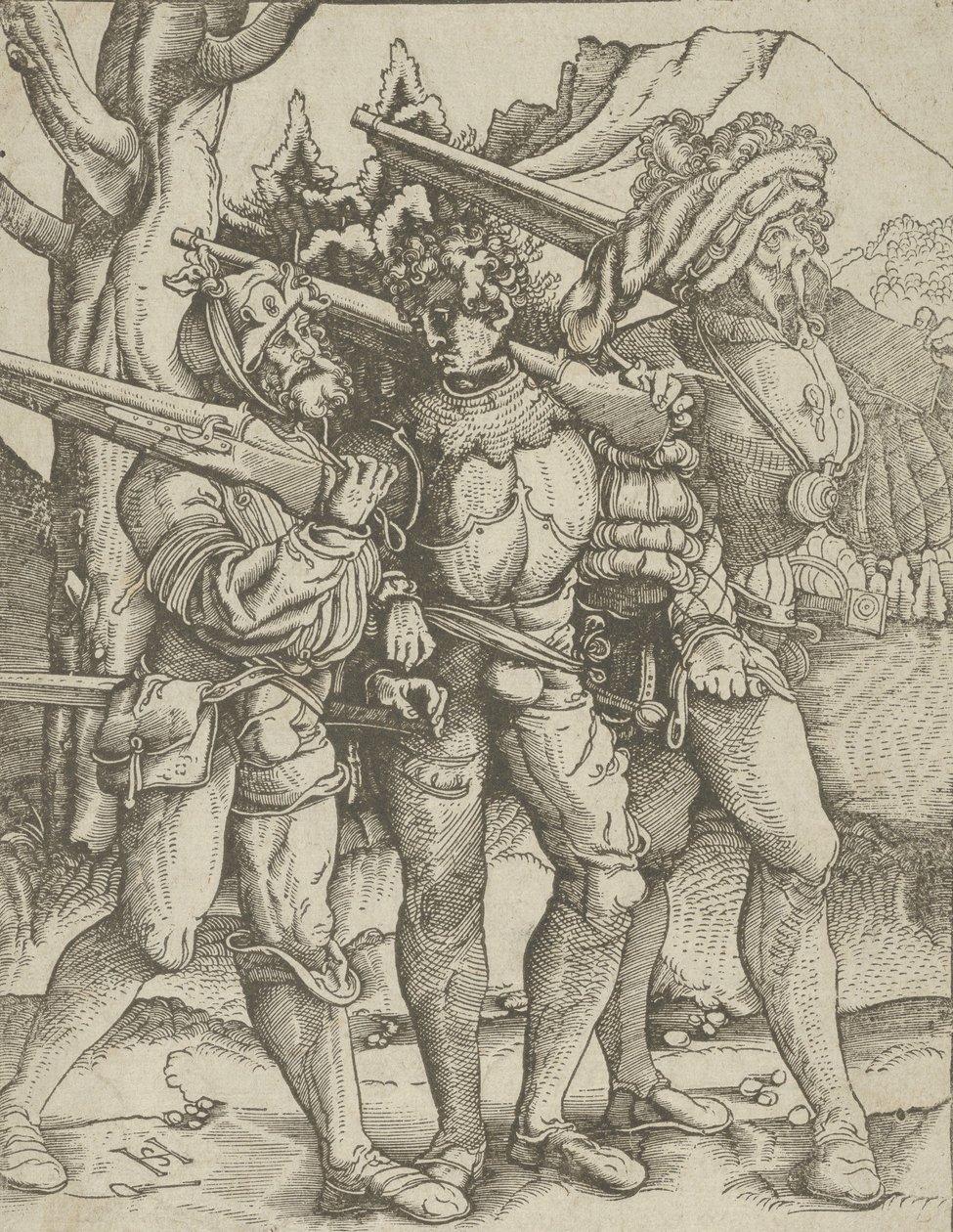 Tre soldati con moschetti, ca. 1511-15 da Hans Schäufelein the Elder