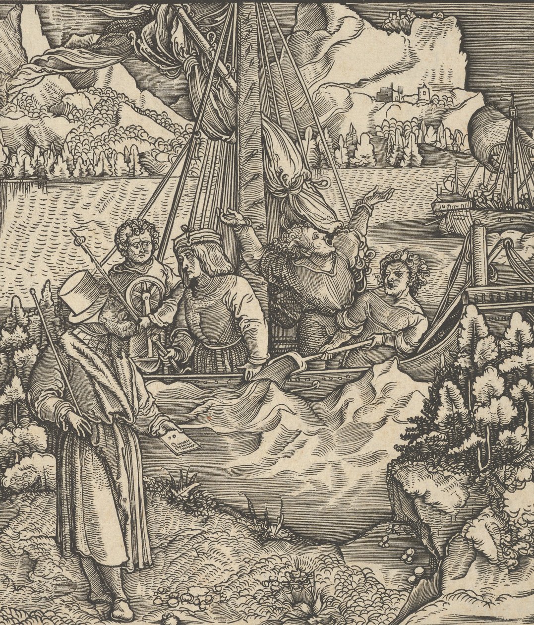 Unfalo che mette in pericolo la nave di Theuerdanck, da Theuerdanck da Hans Schäufelein the Elder