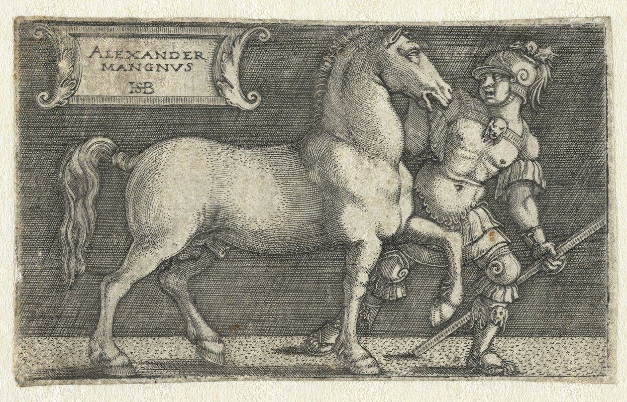 Alessandro Magno con il suo cavallo Bucefalo da Hans Sebald Beham