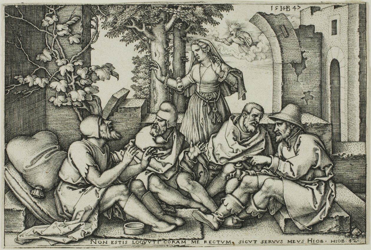 Giobbe che conversa con i suoi amici da Hans Sebald Beham
