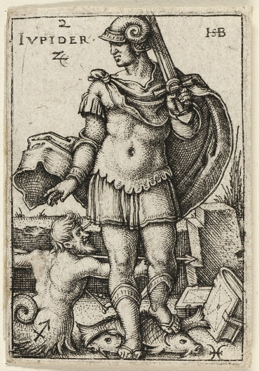 Giove, tavola due da I sette pianeti con gli zodiaci da Hans Sebald Beham