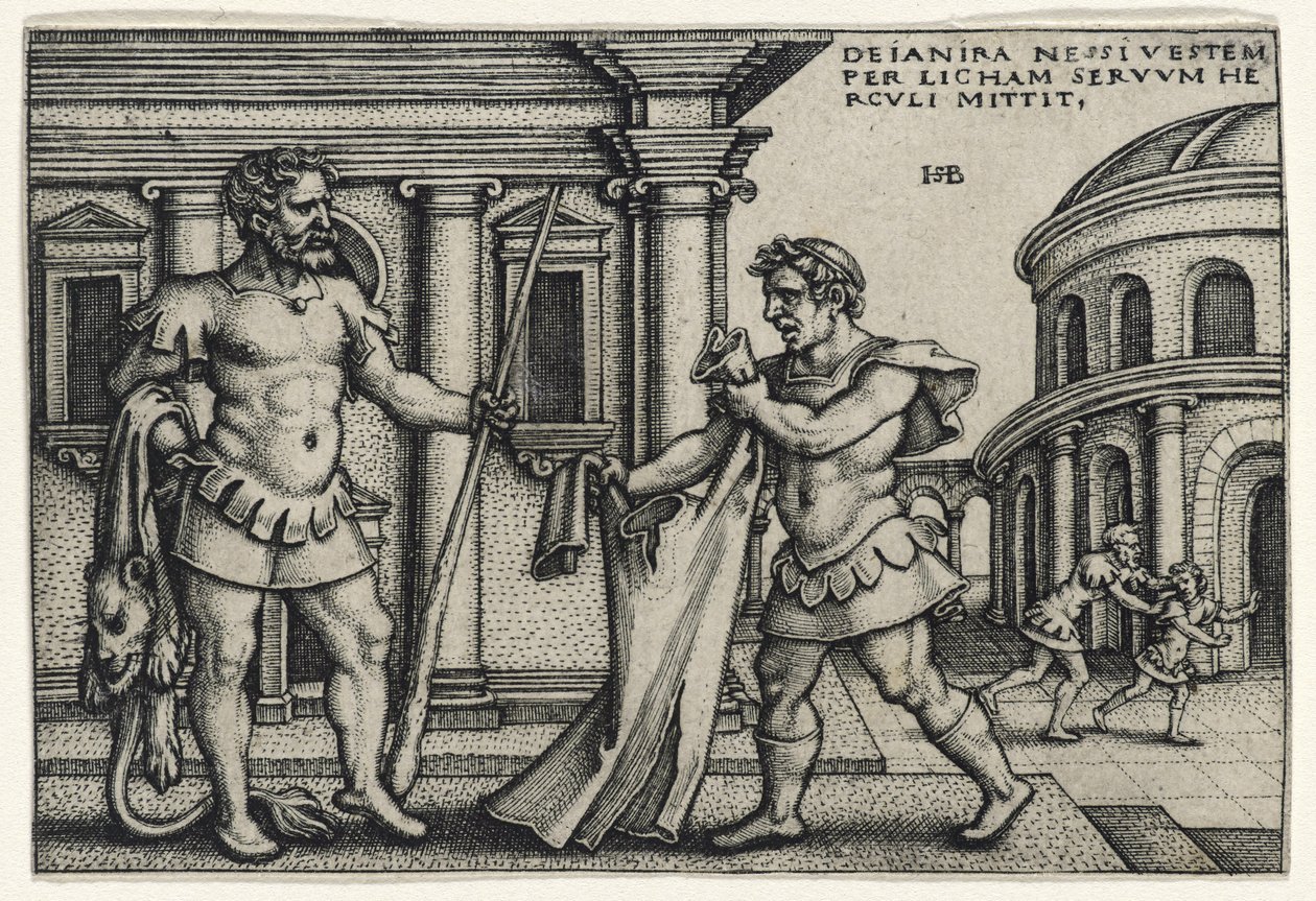Lichas porta la veste di Nesso a Ercole, 1540s (incisione su carta vergata) da Hans Sebald Beham