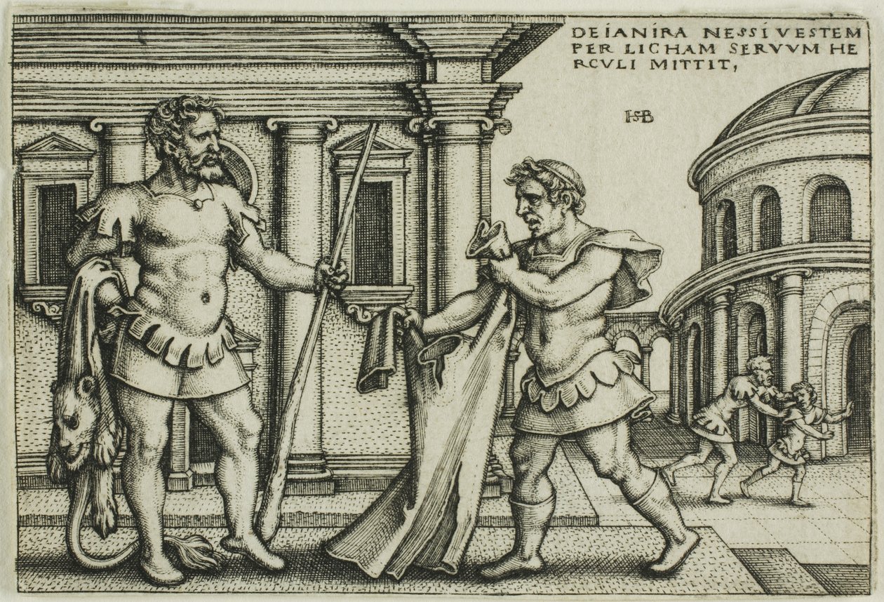 Lichas porta la veste di Nesso a Ercole, da Le fatiche di Ercole da Hans Sebald Beham