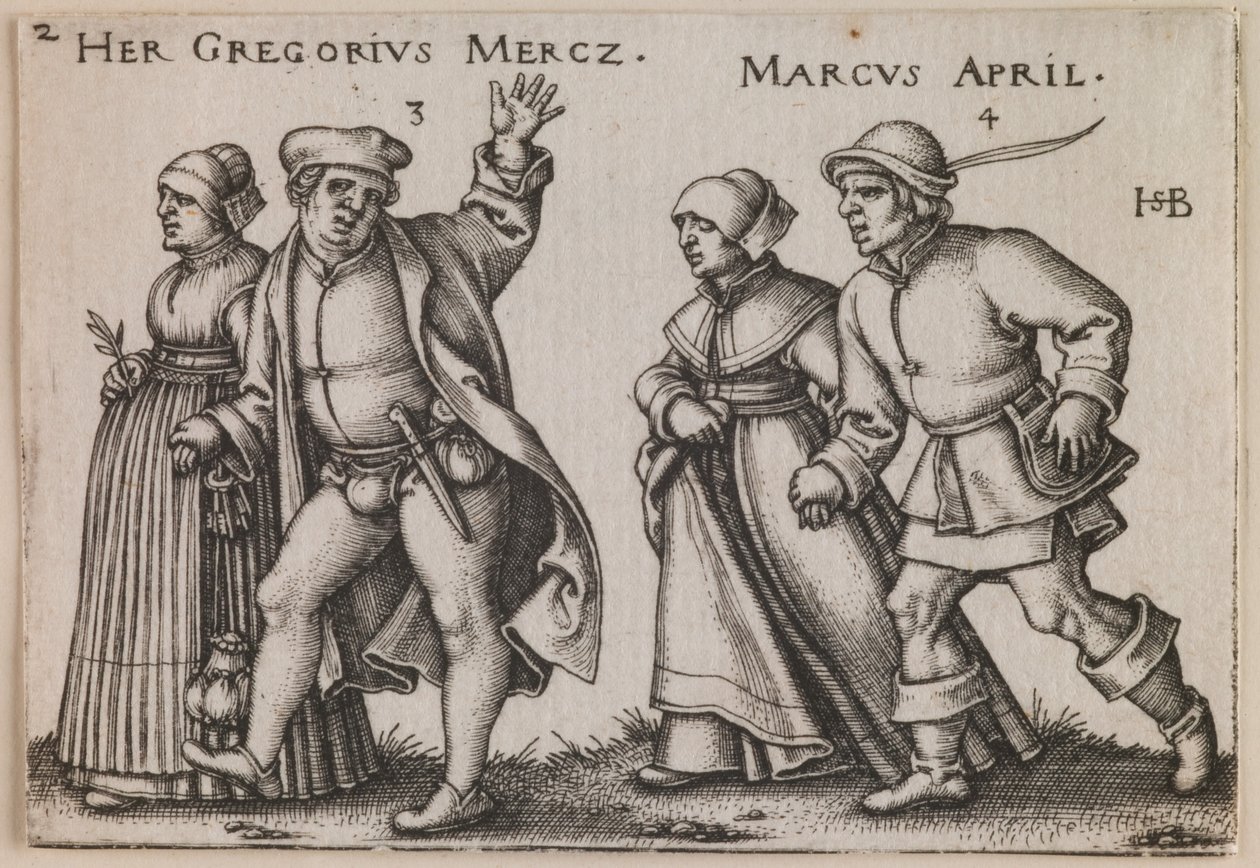 "Marzo e aprile" dalla serie "La festa dei contadini o i dodici mesi". da Hans Sebald Beham