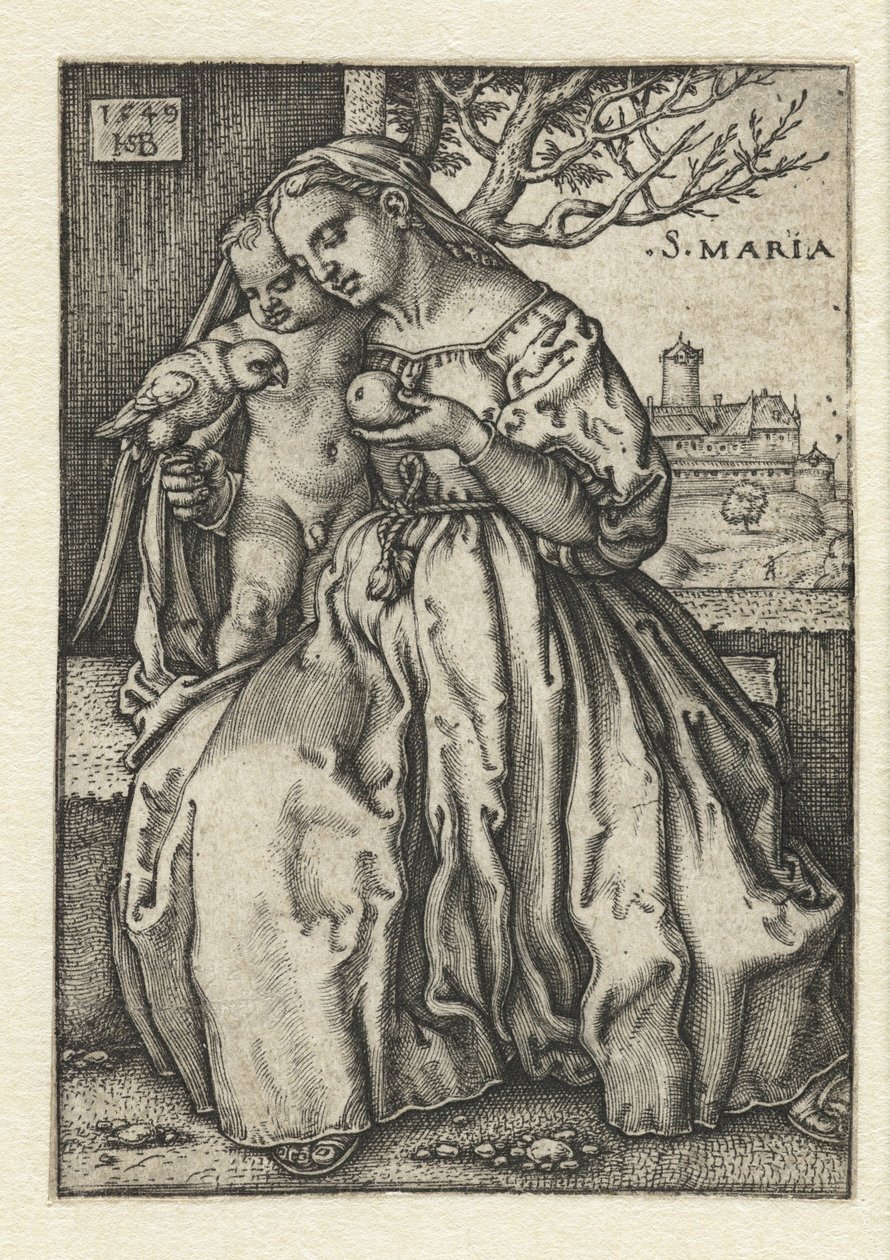 Maria con bambino, pappagallo e pera da Hans Sebald Beham