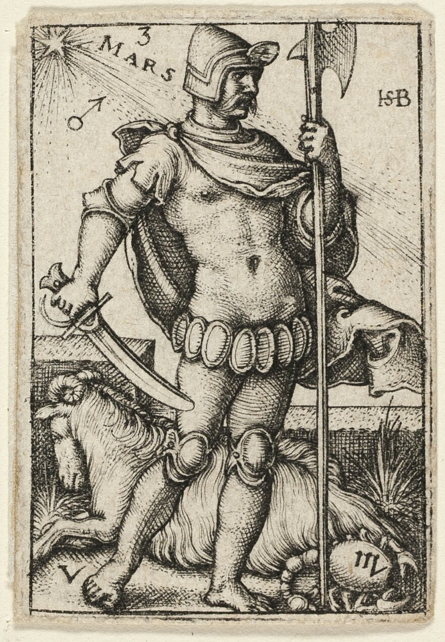 Marte, tavola tre da I sette pianeti con gli zodiaci da Hans Sebald Beham