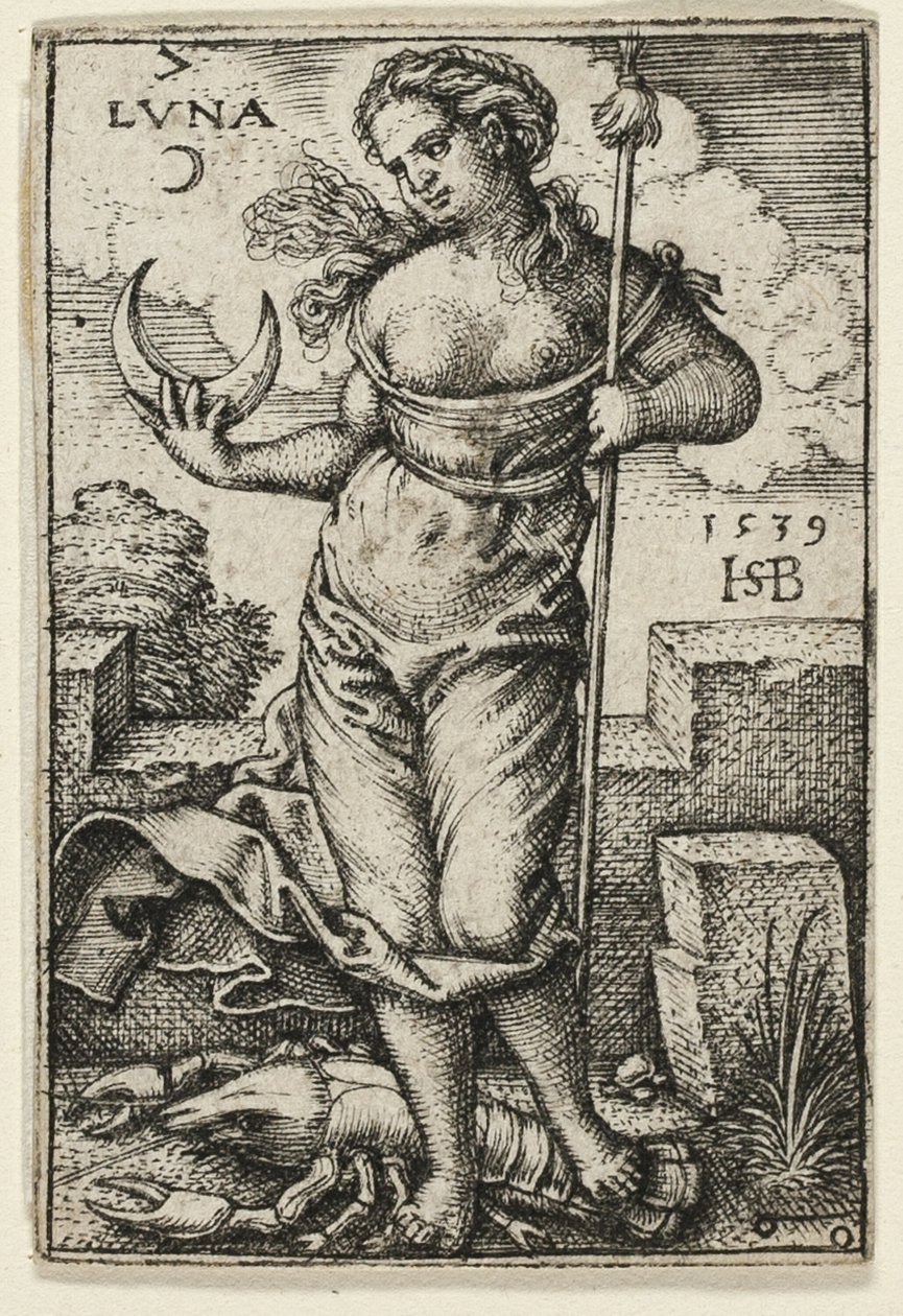 Luna, tavola sette da I Sette Pianeti con i Zodiaci da Hans Sebald Beham