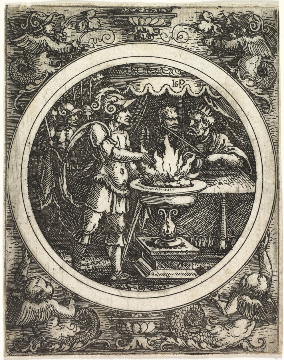 Muzio Scevola che tiene la mano nel fuoco da Hans Sebald Beham