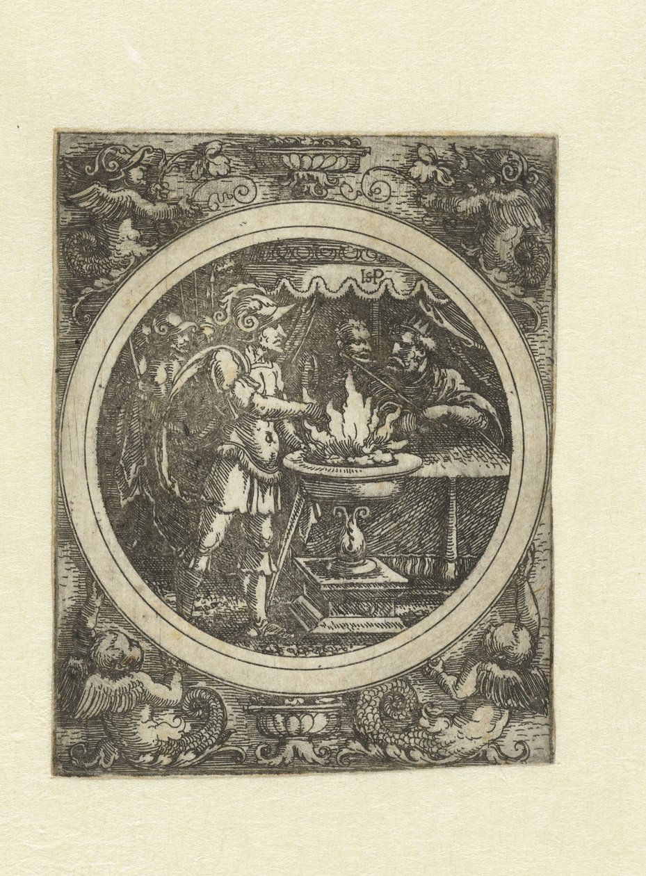 Muzio Scevola con la mano destra nel fuoco da Hans Sebald Beham