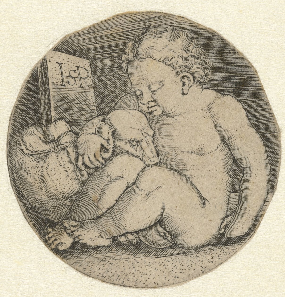 Ragazza nuda con un cane da Hans Sebald Beham