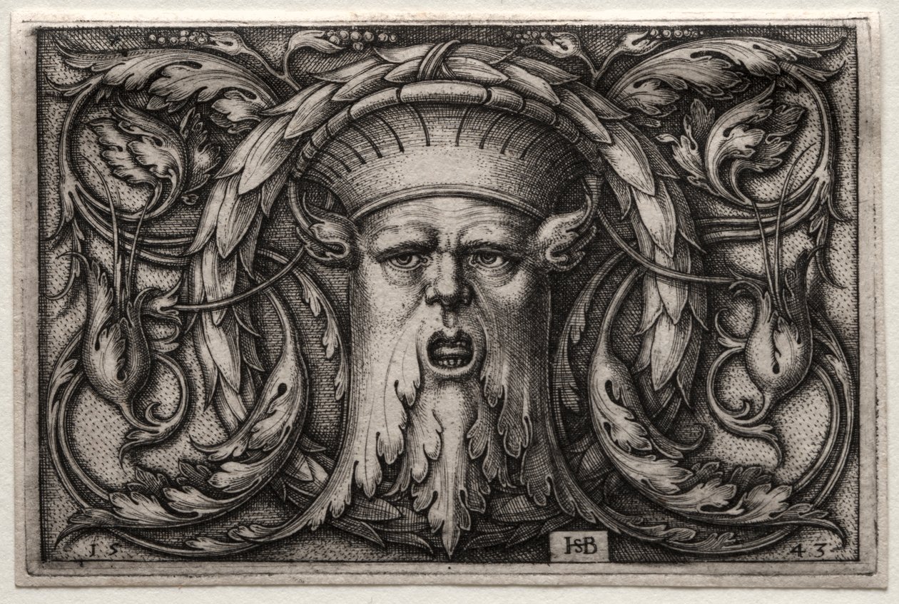 Ornamento con testa di satiro e ghirlanda da Hans Sebald Beham