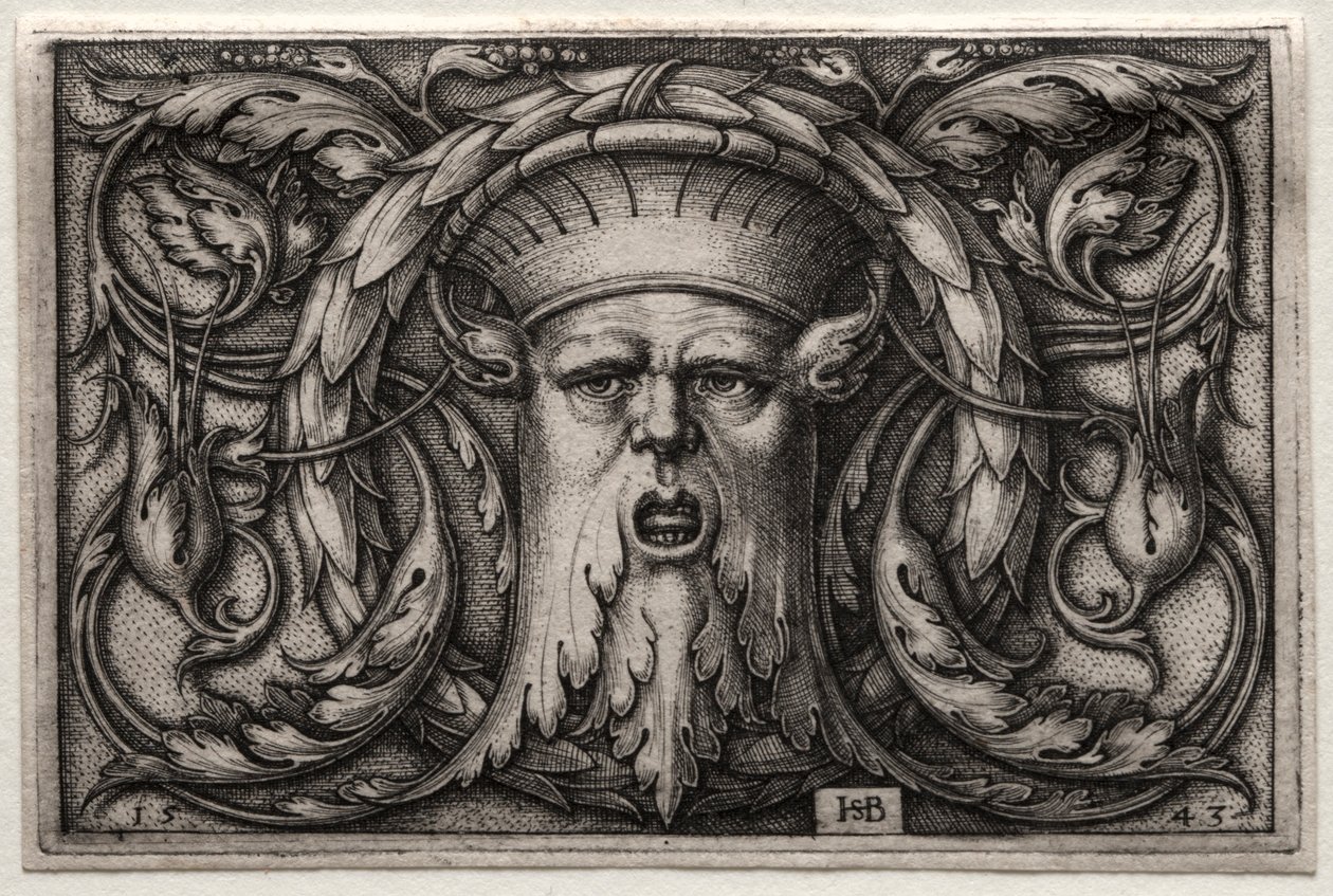 Ornamento di testa di satiro e corona, 1543 da Hans Sebald Beham