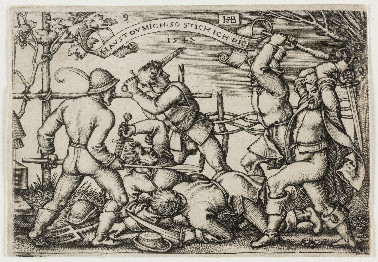 La rissa dei contadini, tavola 9 da La festa dei contadini o i dodici mesi da Hans Sebald Beham