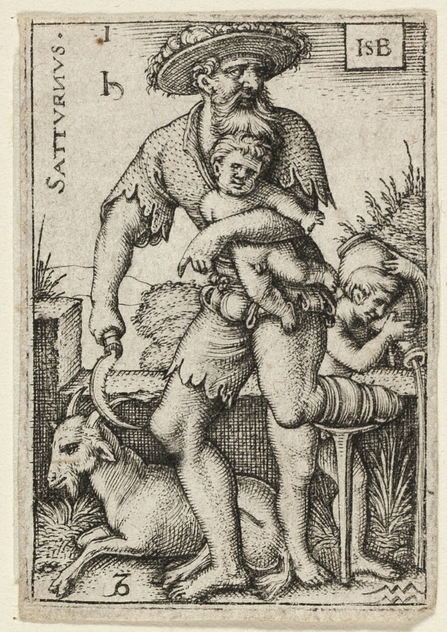 Saturno, tavola uno da I sette pianeti con gli zodiaci da Hans Sebald Beham