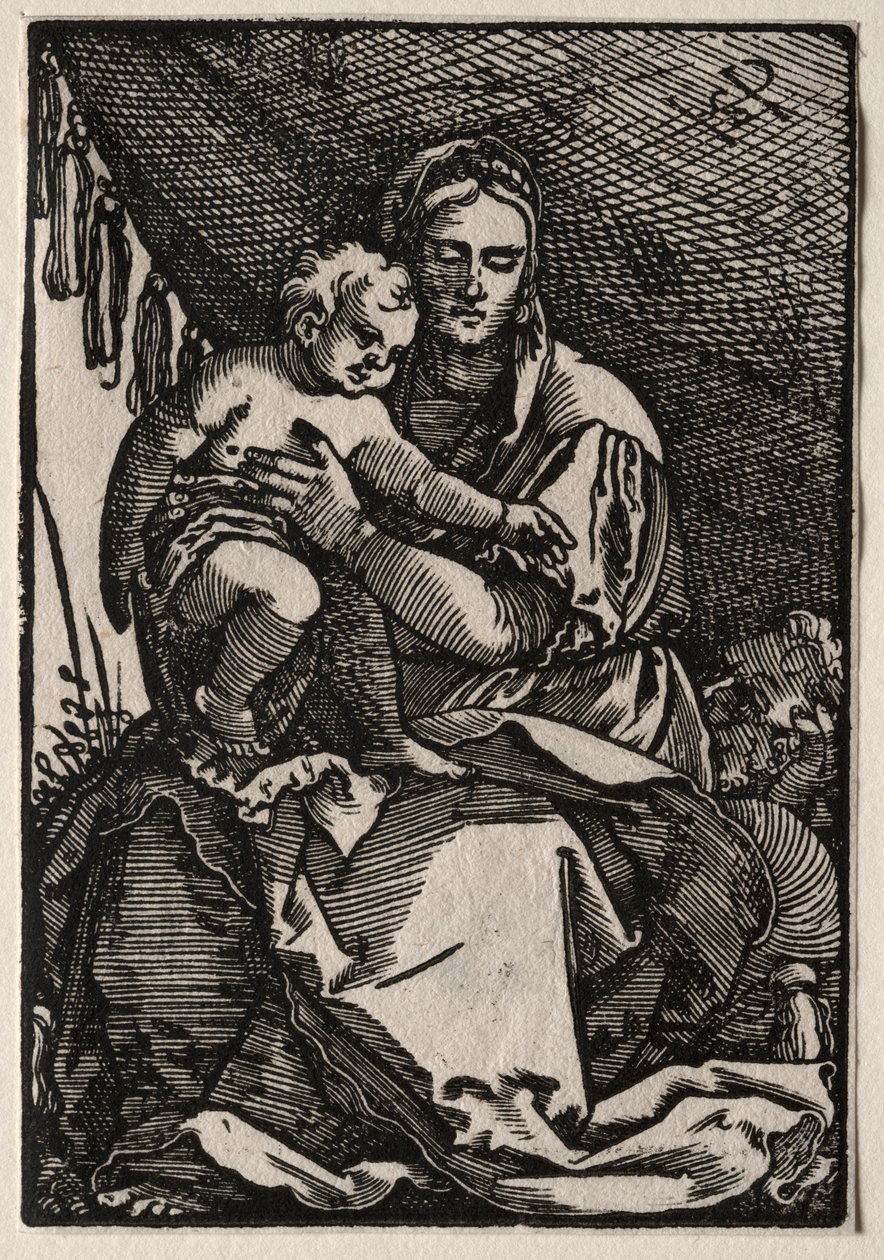 La Sacra Famiglia sotto una tenda da Hans Sebald Beham