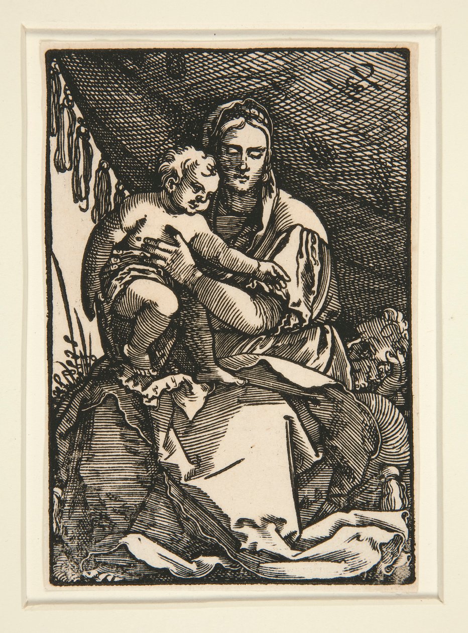 La Sacra Famiglia sotto il baldacchino da Hans Sebald Beham
