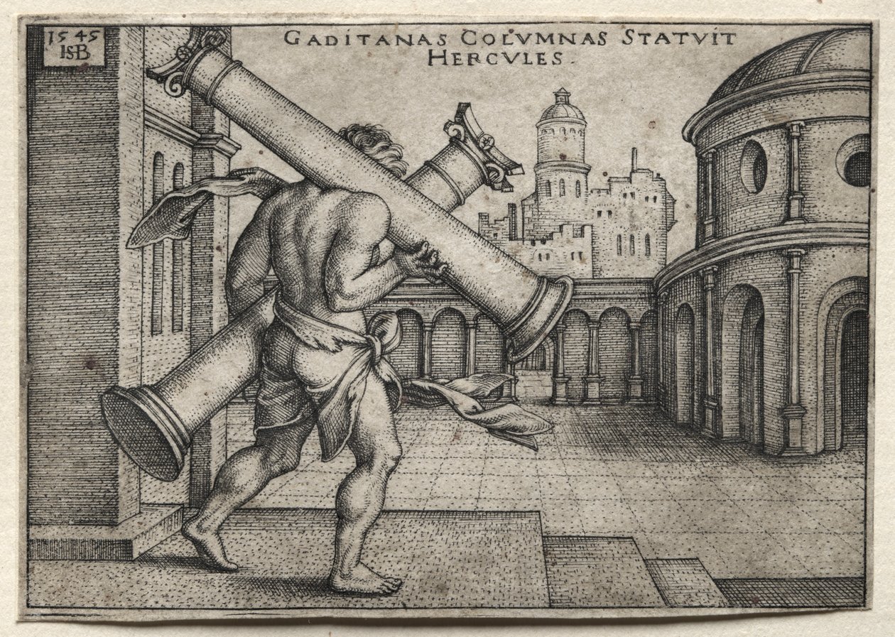 Ercole che trasporta le colonne di Gades da Hans Sebald Beham