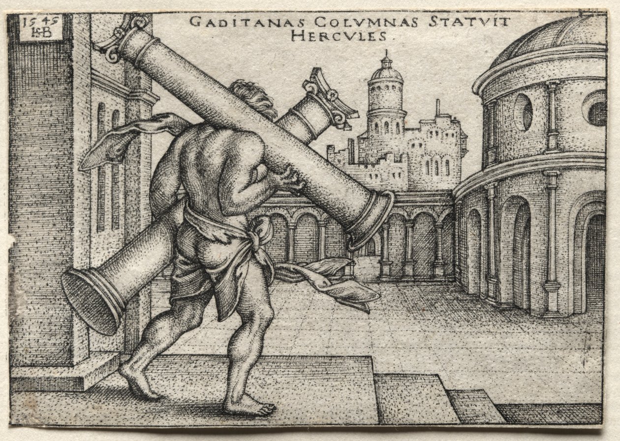 Le fatiche di Ercole: Ercole che porta le colonne di Gades da Hans Sebald Beham