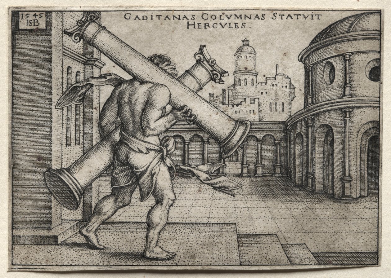 Le fatiche di Ercole: Ercole che porta le colonne di Gades da Hans Sebald Beham