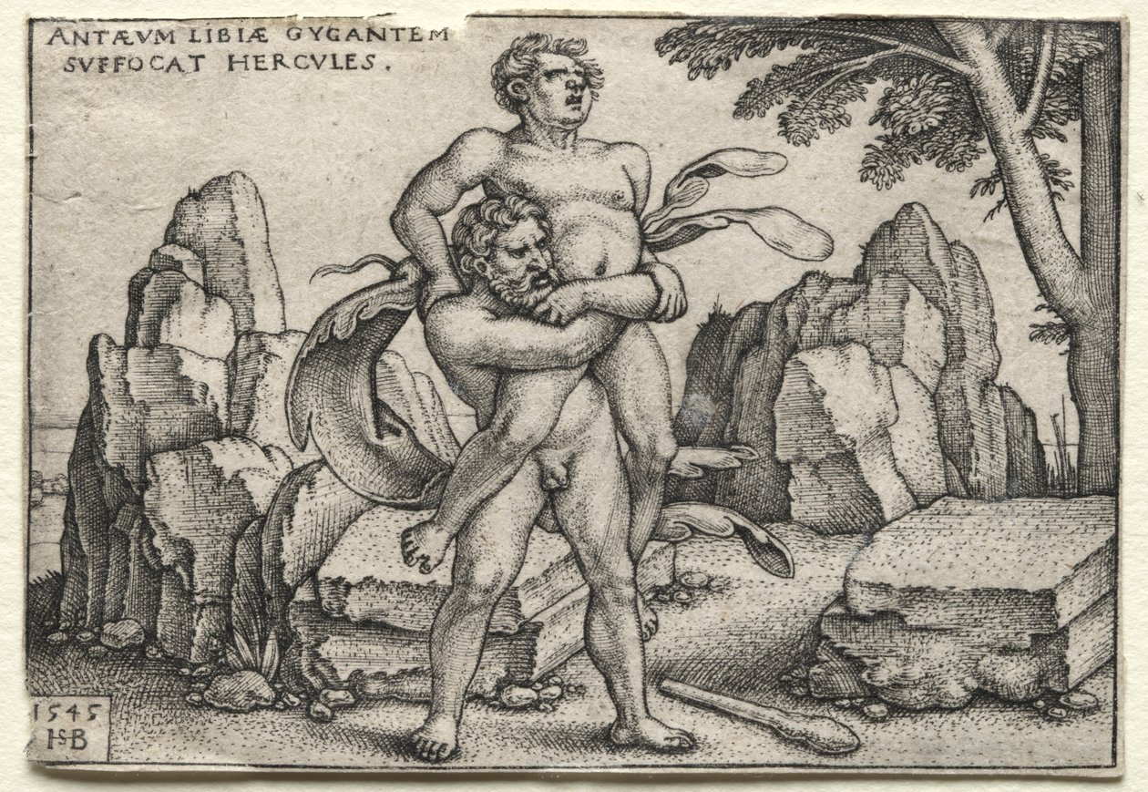Le fatiche di Ercole: Ercole schiaccia Anteo da Hans Sebald Beham