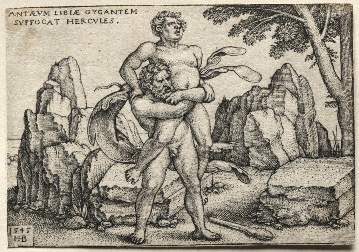 Le fatiche di Ercole: Ercole che schiaccia Anteo, 1545 da Hans Sebald Beham