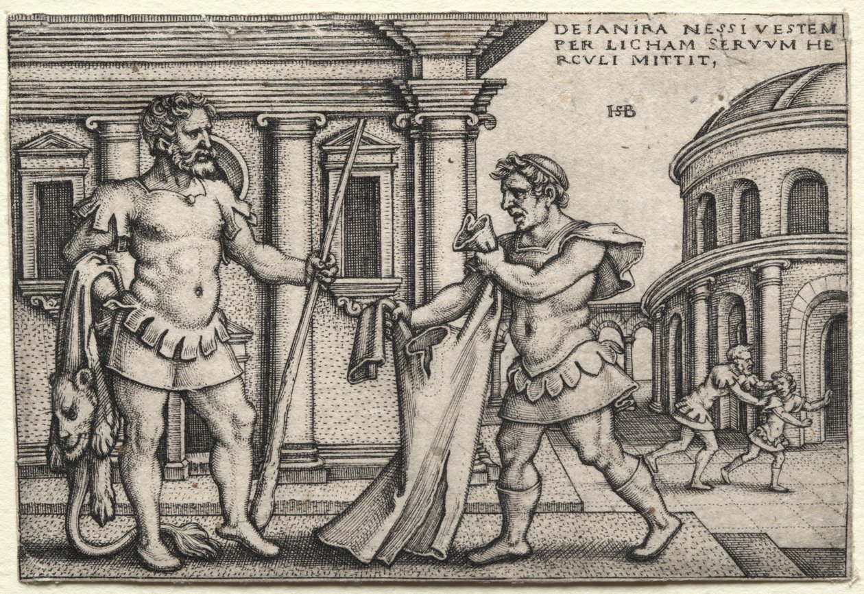 Ercole che riceve la veste intrisa di sangue di Nessuss, 1542. da Hans Sebald Beham