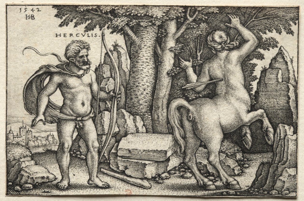 Le fatiche di Ercole: Ercole che spara a Nesso, 1542 da Hans Sebald Beham