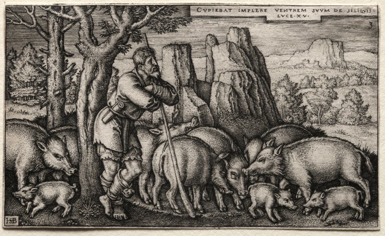 Il figliol prodigo: Custodia dei porci da Hans Sebald Beham
