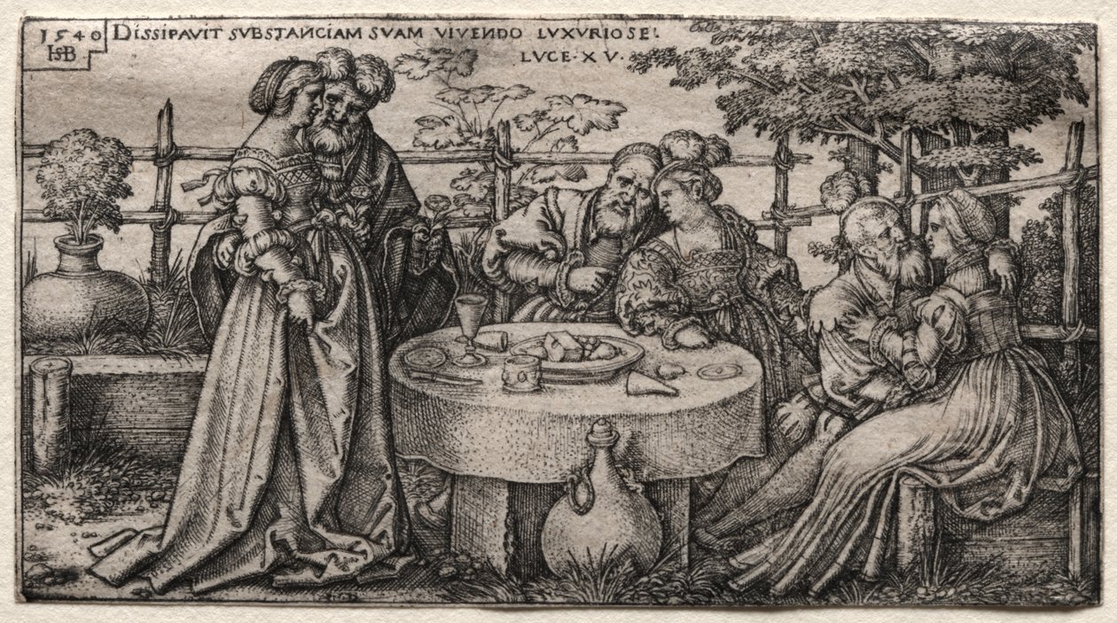 Il figliol prodigo: Spreco della sua fortuna da Hans Sebald Beham