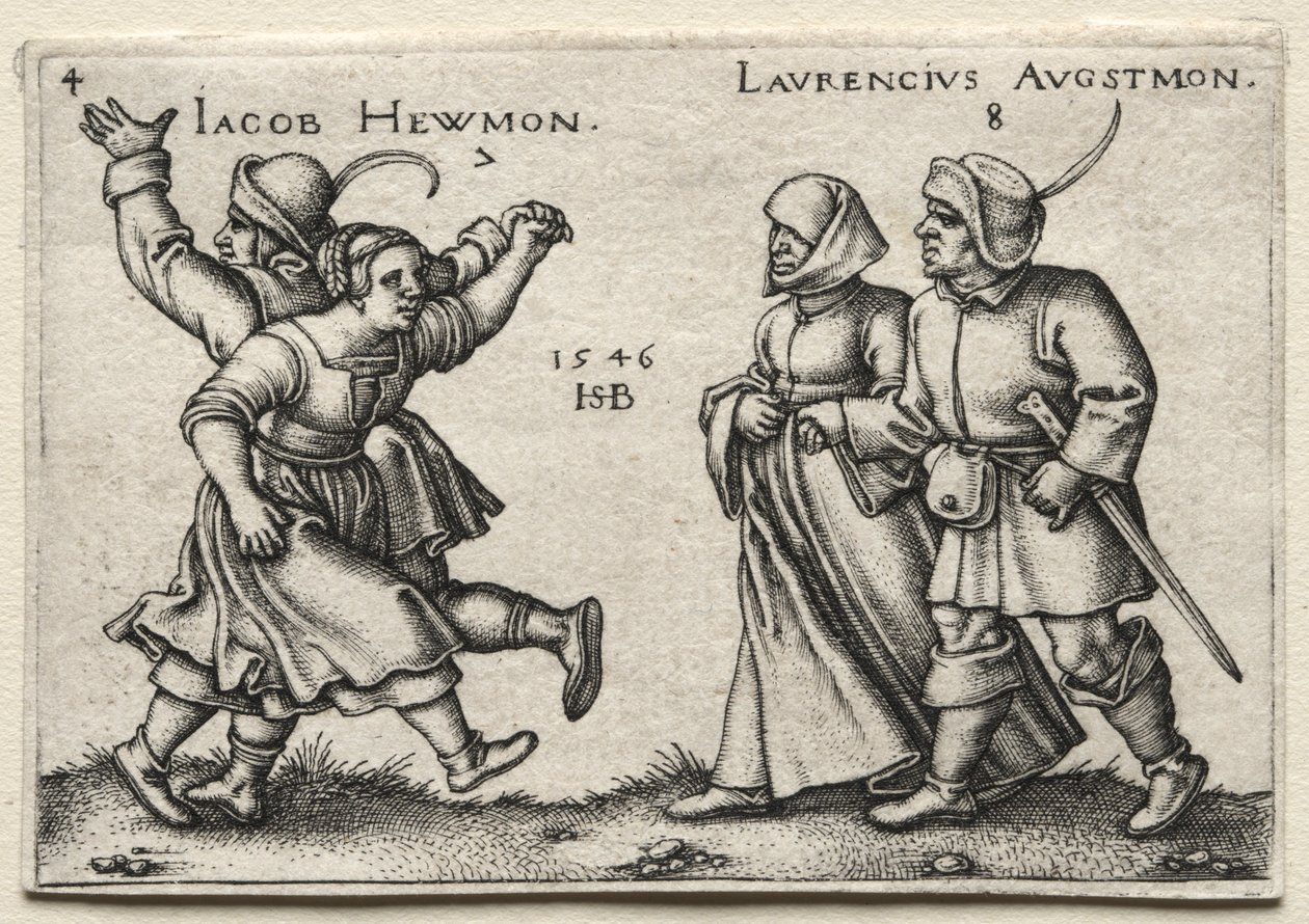 Il matrimonio del villaggio: Jacob Hewmon Lawrencius Augstmon, 1546 da Hans Sebald Beham